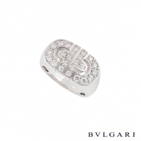 Bvlgari White Gold Diamond Parentesi Ring Size 53 AN853699